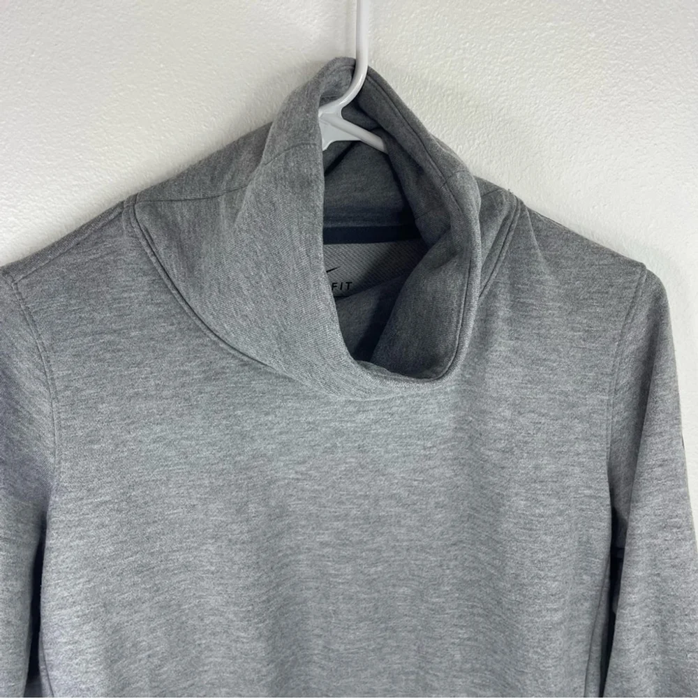 NIKE Women’s GREY Dri-FIT Cowl Neck Training Top NIKE Logo Band on Bottom Size S